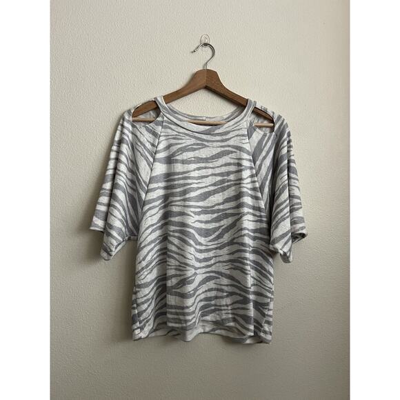 LNA Clothing Cut Out Top Gray White Zebra Print Size Small - Picture 2 of 8
